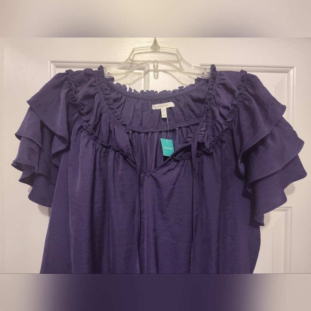 Maurice's Purple Ruffled Top - Picture 2 of 12